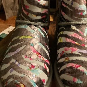 UGG Multicolor flower Zebra Print Ankle Boots New w/box